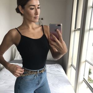 Black Guess Strappy Tank Bodysuit